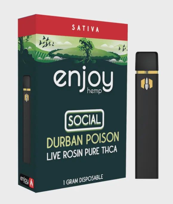 Enjoy: Social THCa 1g Disposable Vape - Durban Poison - Sativa