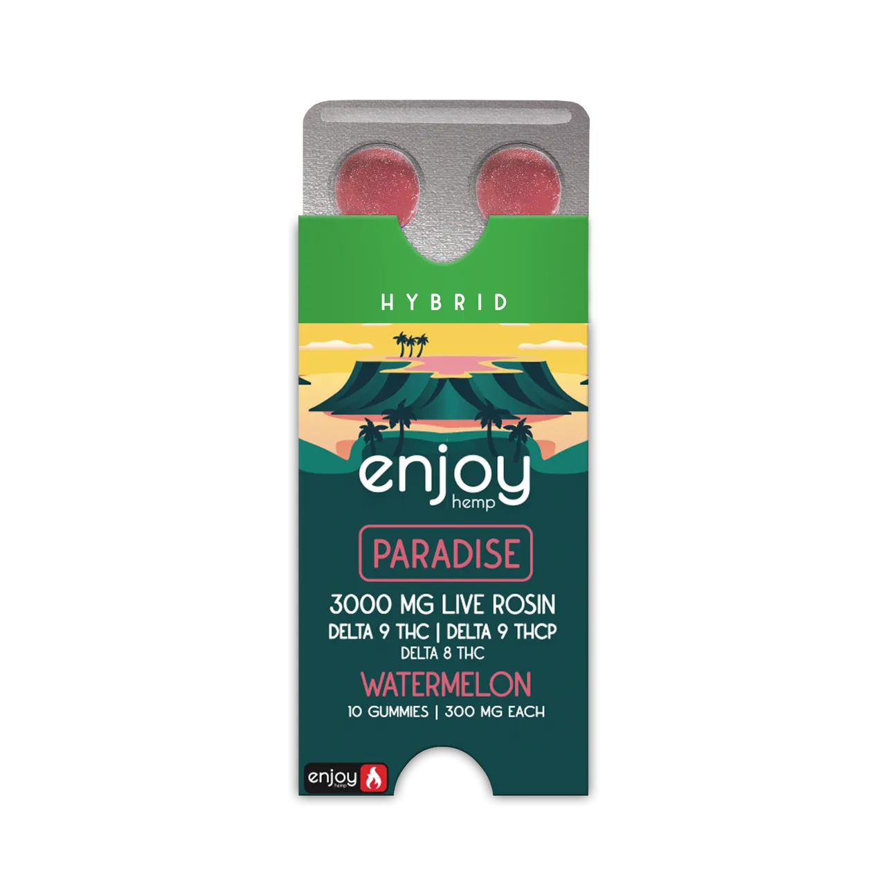 Enjoy: 300mg THC + THCp Live Rosin Paradise Gummies- Watermelon