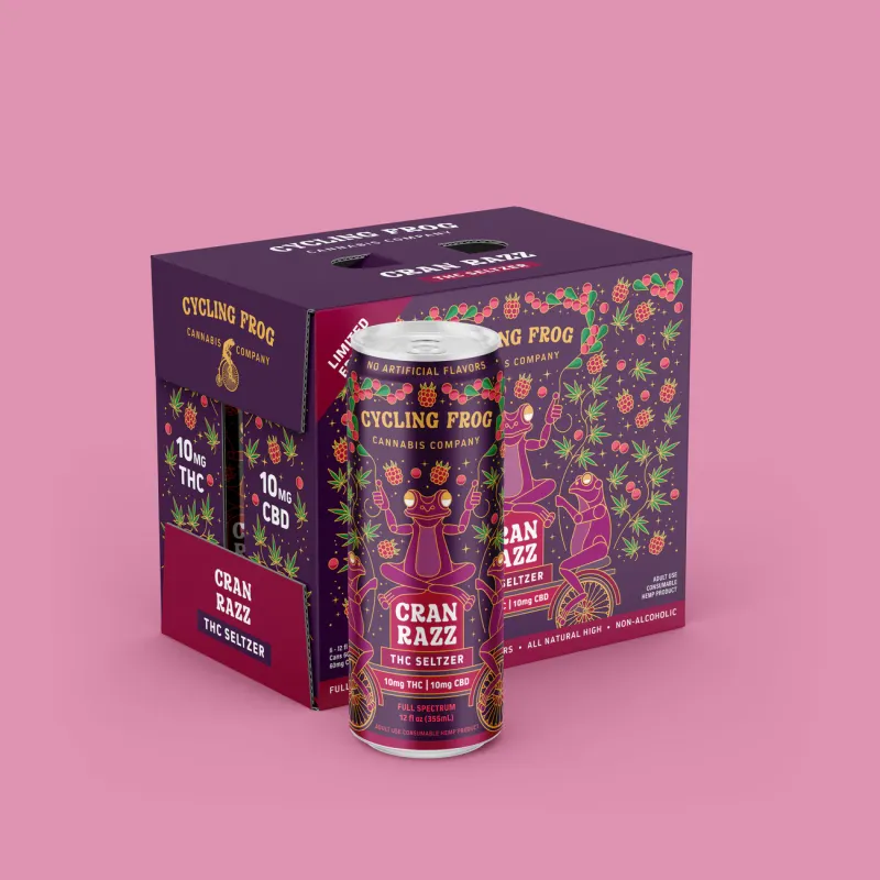 Cycling Frog: Cran Razz 10mg THC:10mg CBD Seltzer | 6 pack