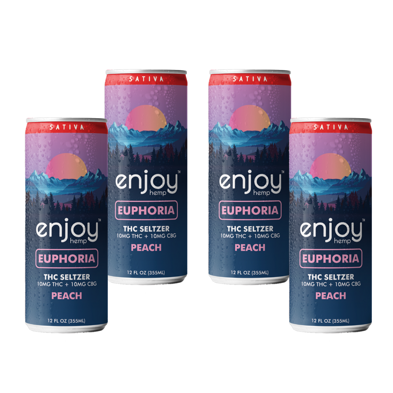 Enjoy: Euphoria 10mg THC + 10mg CBG Peach Seltzer - Sativa - 4pack