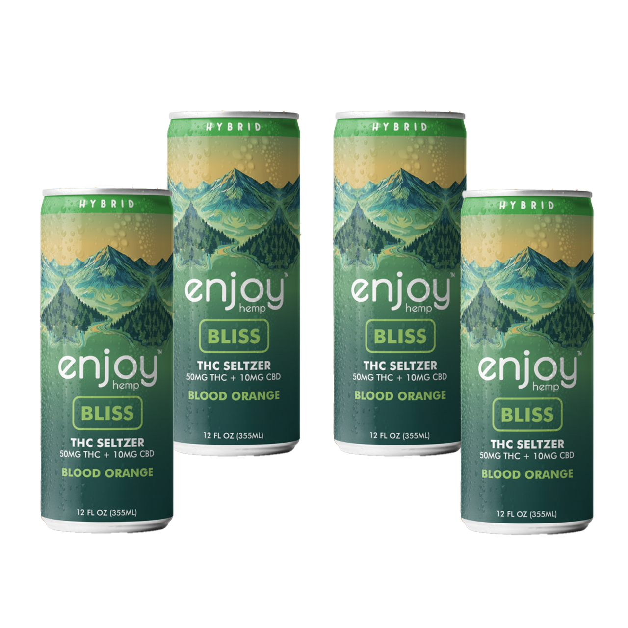 Enjoy: Bliss 50mg THC + 10mg CBD Blood Orange Seltzer - Hybrid - 4pack