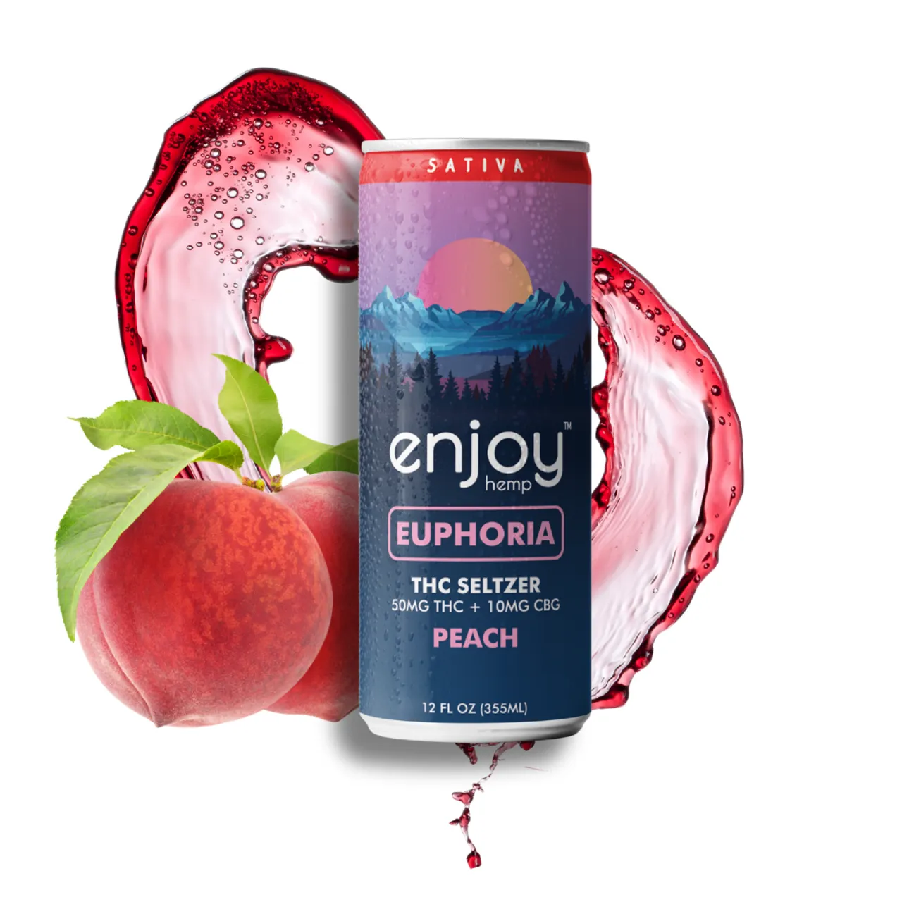 Enjoy: Euphoria 50mg THC + 10mg CBG Peach Seltzer - Sativa - Single Can