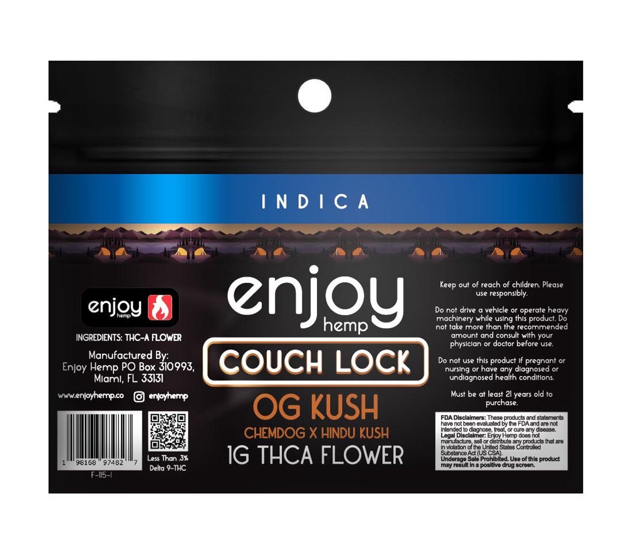 Enjoy: Couch Lock OG Kush 1g Indica THCa Flower