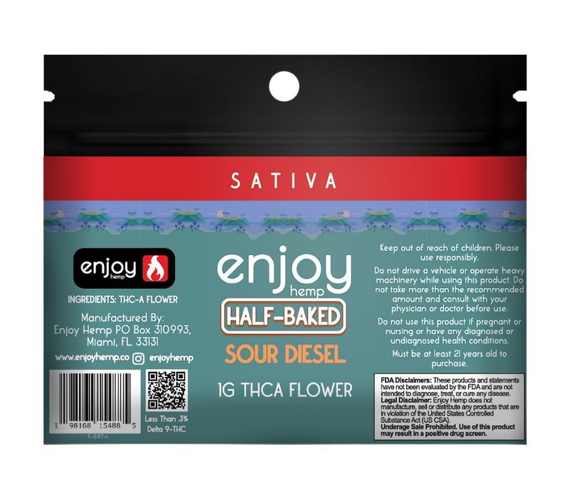 Enjoy: Half Baked Sour Diesel 1g Sativa THCa Flower