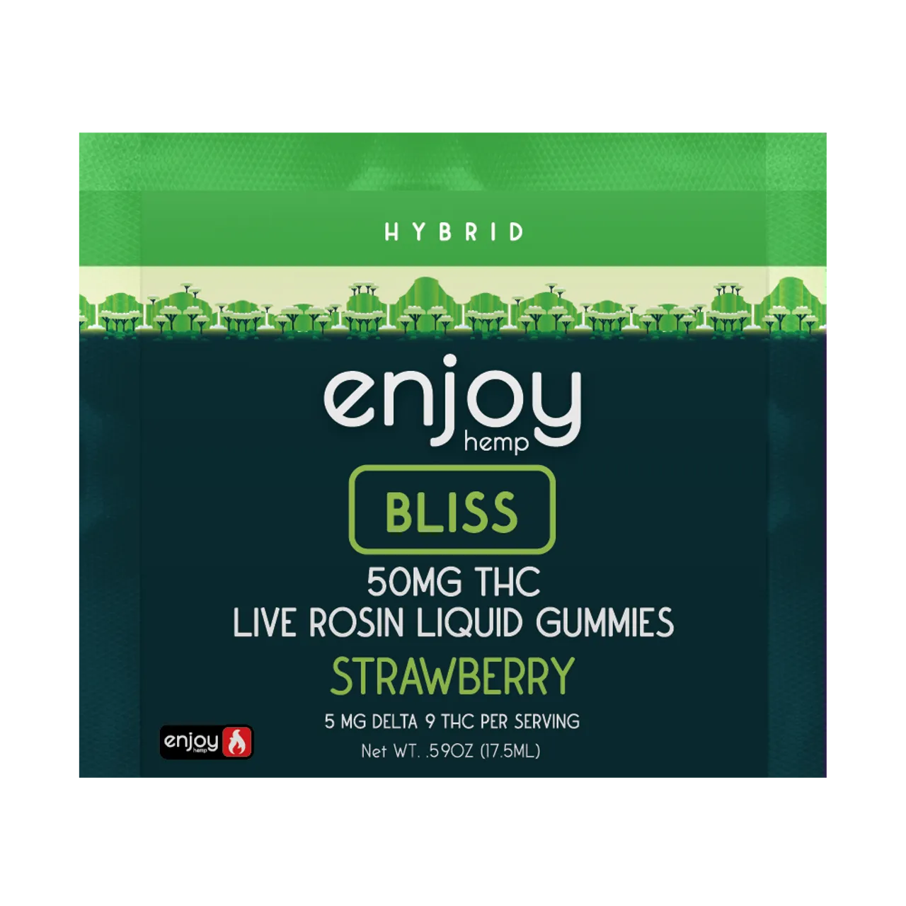 Enjoy: 50mg THC Bliss Hybrid Liquid Gummies Strawberry
