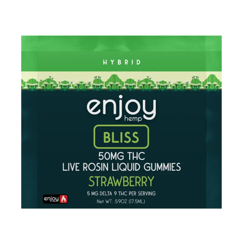 Enjoy: 50mg THC Bliss Hybrid Liquid Gummies Strawberry