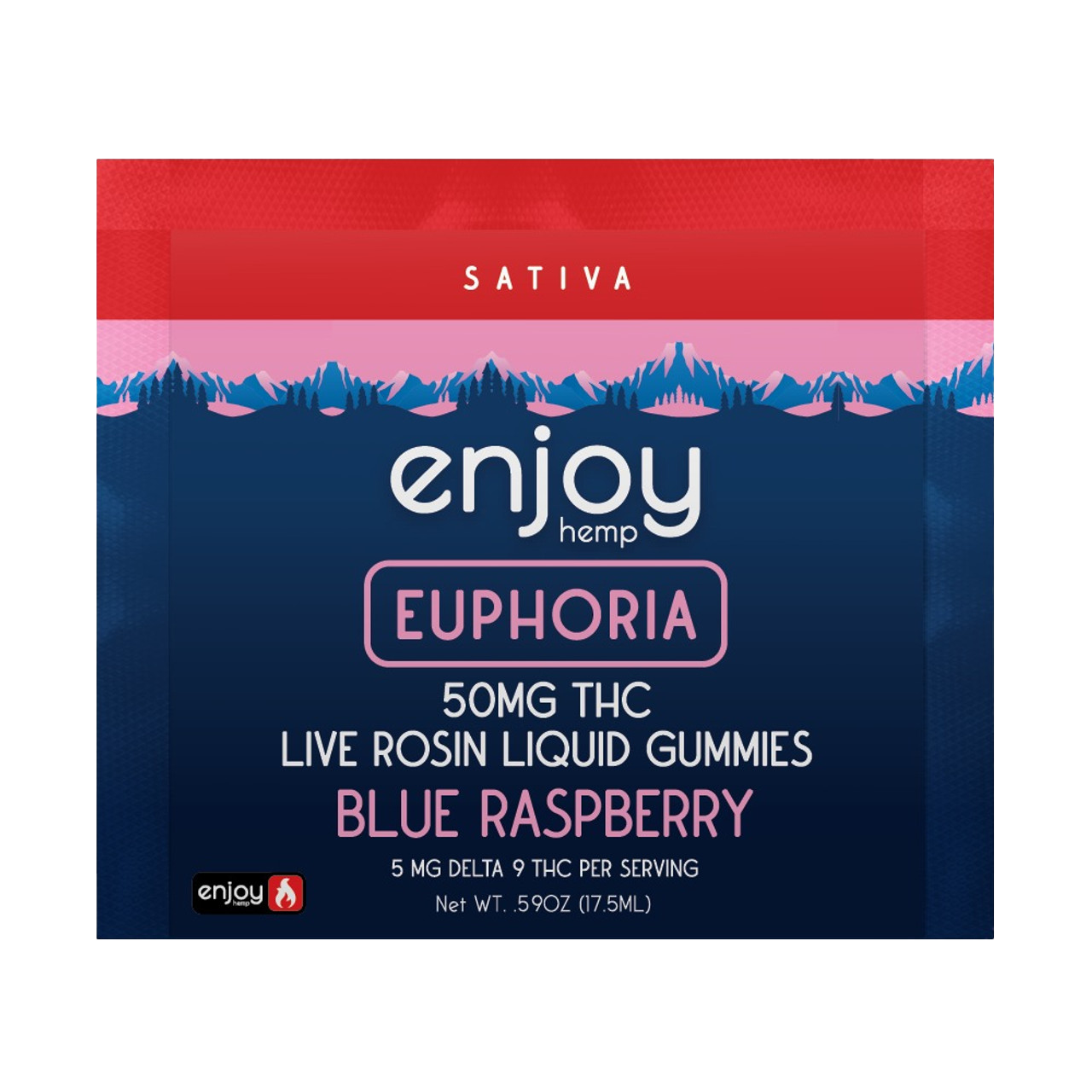 Enjoy: 50mg Sativa Liquid Gummies Euphoria Blue Raspberry