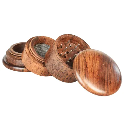 Round Rosewood 2" 4pc Grinder w/ Screen
