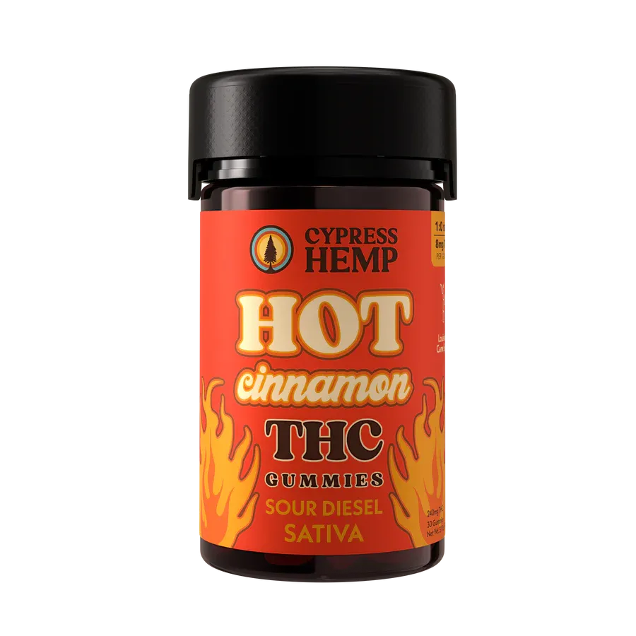 Cypress Hemp: Hot Cinnamon Sativa 8mg THC Gummies / 30ct