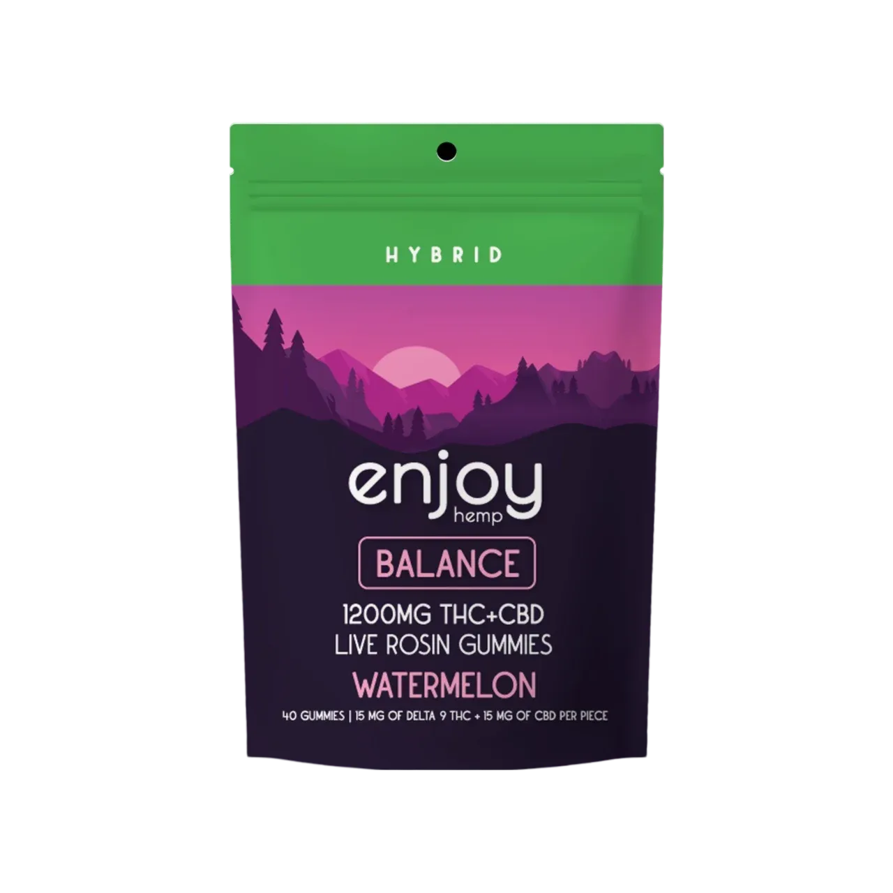 Enjoy: 15mg Live Rosin Delta 9 THC + CBD Gummies Balance 40ct