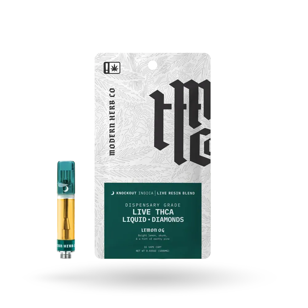 Modern Herb Co: Knockout Lemon OG THCa Liquid Diamonds Vape Cartridge 1g