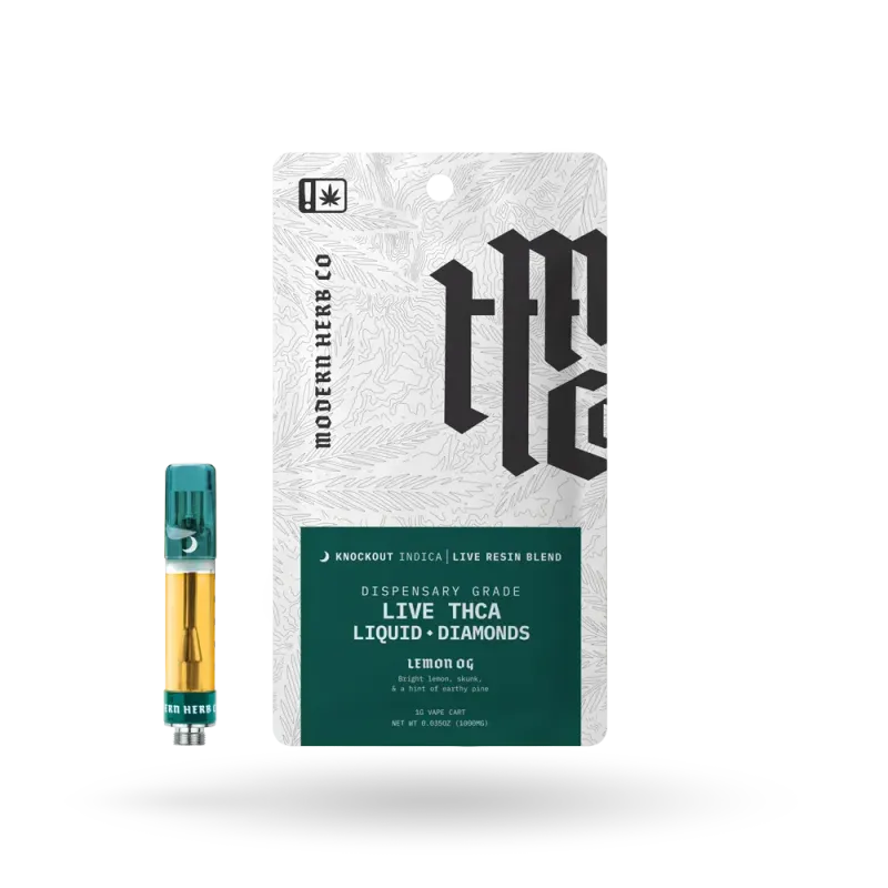 Modern Herb Co: Knockout Lemon OG THCa Liquid Diamonds Vape Cartridge 1g