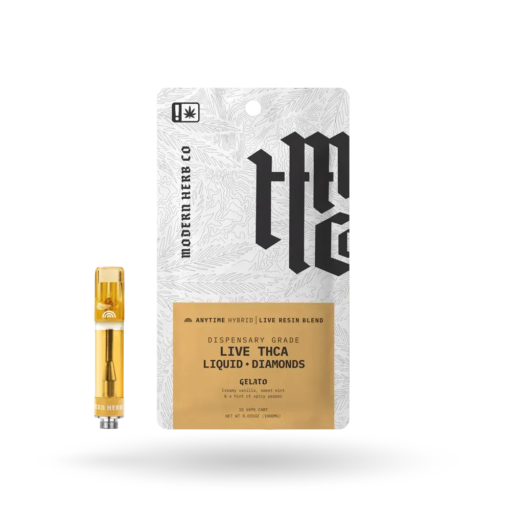 Modern Herb Co: Anytime Gelato Hybrid THCa Liquid Diamonds Vape Cartridge 1g
