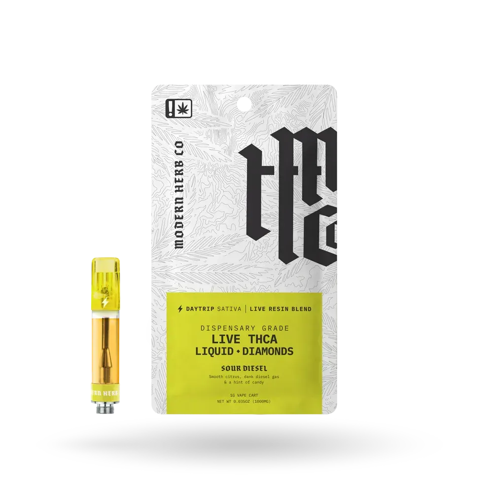 Modern Herb Co: Daytrip Sour Diesel THCa Liquid Diamonds Vape Cartridge 1g