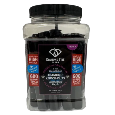 Diamond Fire Farms: Diamond Knockout Granddaddy Purple Indica THCa 1.5g Prerolls / 20 count
