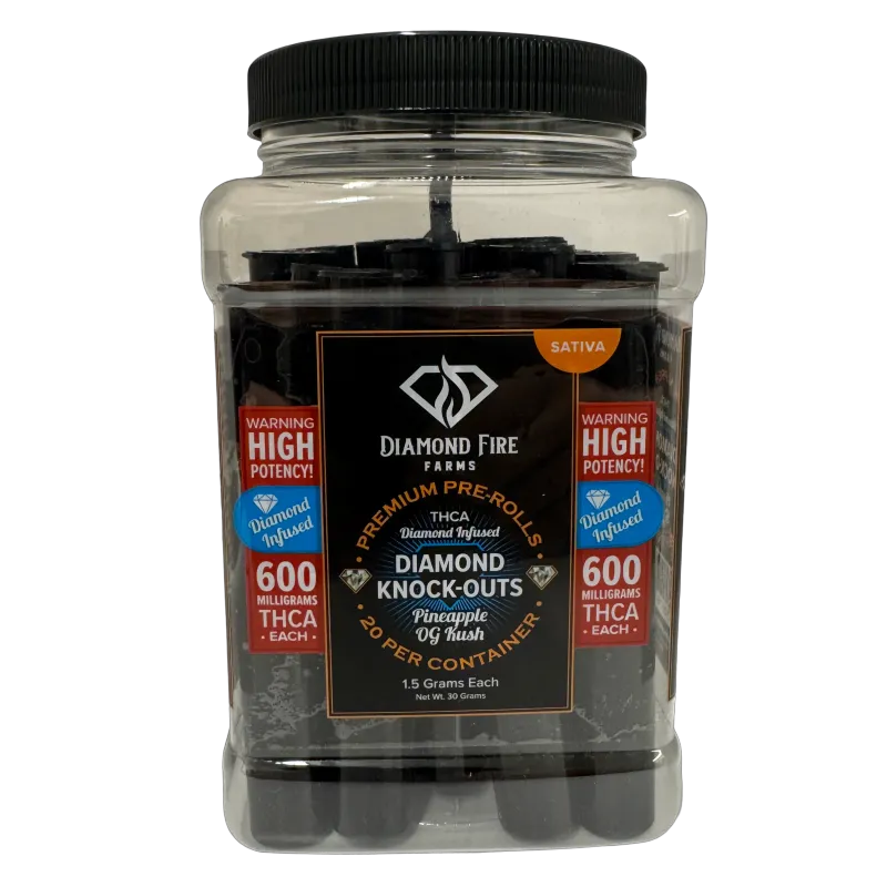 Diamond Fire Farms: Diamond Knockout Pineapple OG Kush Sativa THCa 1.5g Prerolls / 20 count