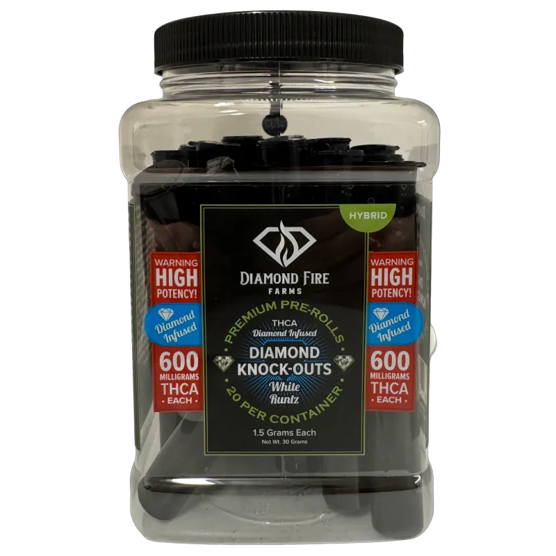 Diamond Fire Farms: Diamond Knockout White Runtz Hybrid THCa 1.5g Prerolls / 20 count
