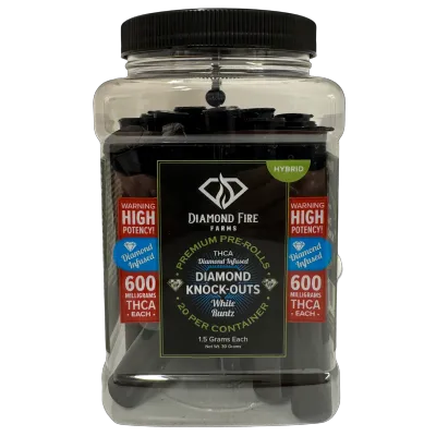 Diamond Fire Farms: Diamond Knockout White Runtz Hybrid THCa 1.5g Prerolls / 20 count