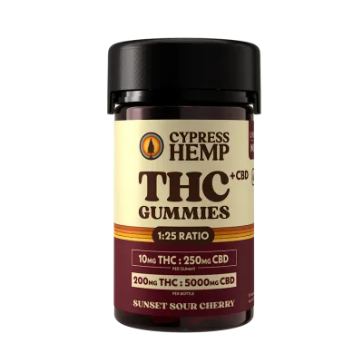 Cypress Hemp: Sunset Sour Cherry Indica 10mg THC Gummies
