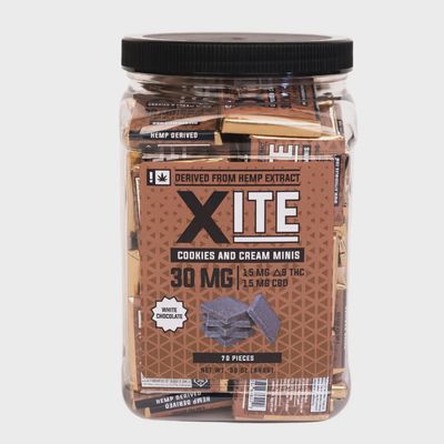 Xite: Cookies and Cream 1:1 THC:CBD Minis 70ct Jar