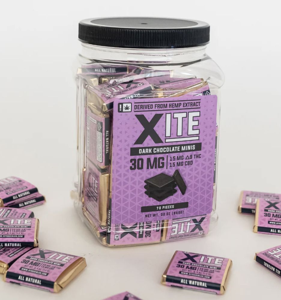 Xite: Dark Chocolate Minis 1:1 THC:CBD 70ct Jar