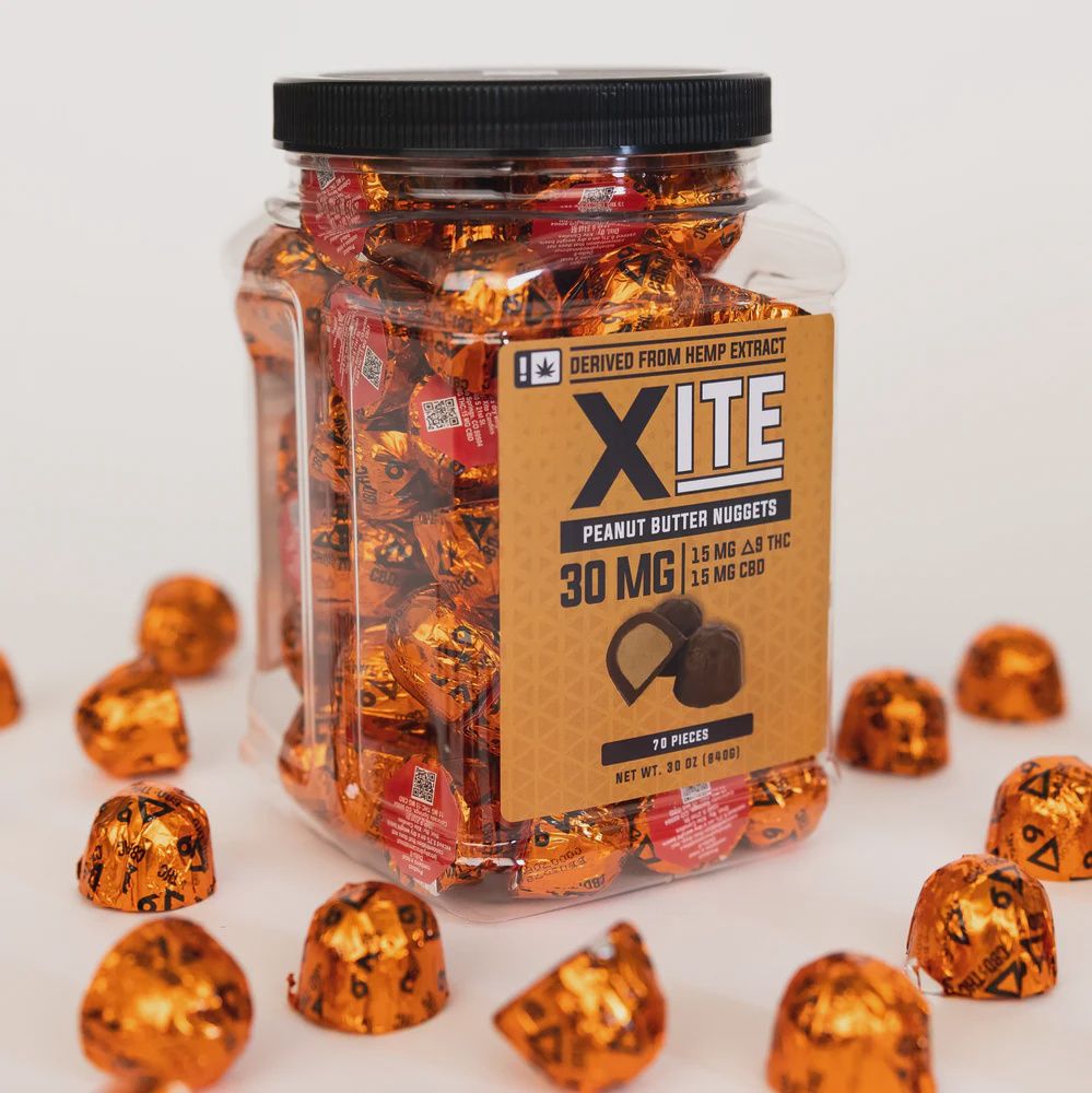 Xite: Peanut Butter Nuggets 1:1 THC:CBD 70ct Jar
