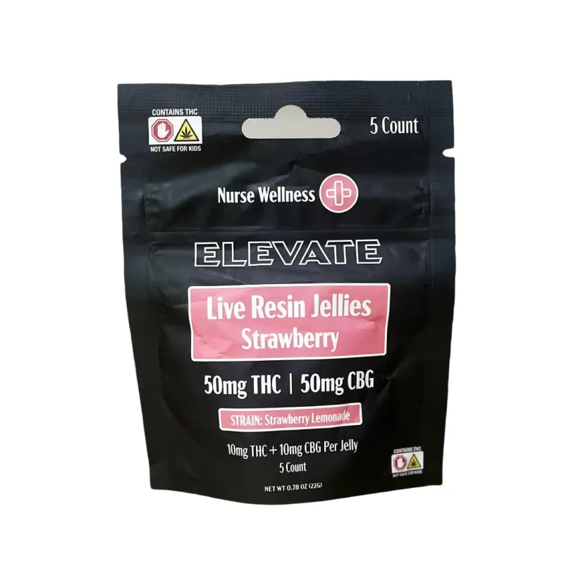 Nurse Wellness: 10mg Delta 9 THC & 10mg CBG Elevate - Strawberry Lemonade 5ct Gummies