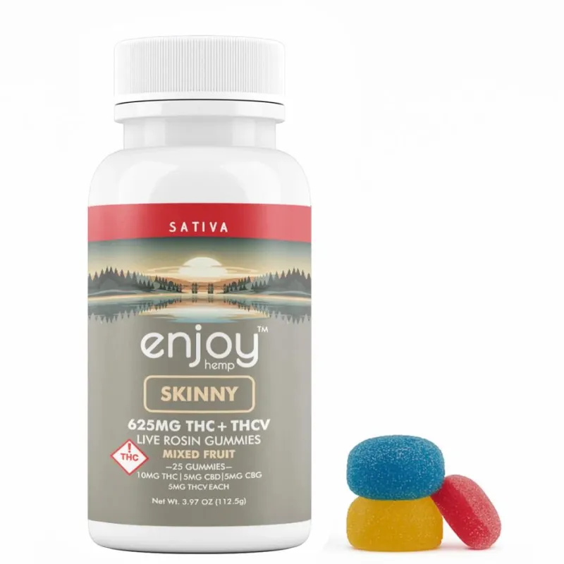 Enjoy: Live Rosin Skinny THC + THCv Gummies 625mg
