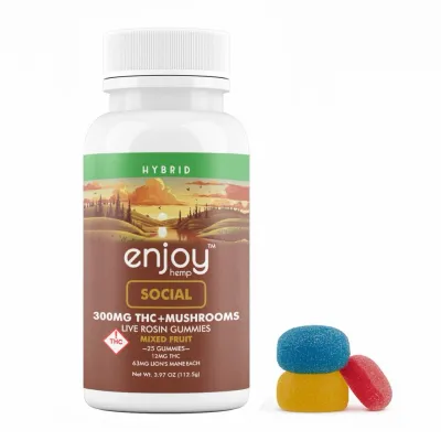 Enjoy: Live Rosin Social THC + Mushroom Gummies 300mg