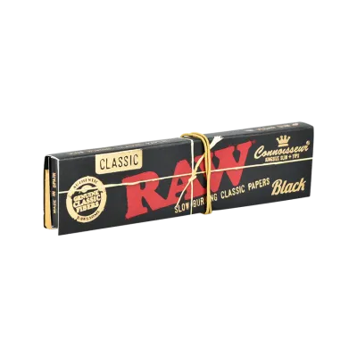 RAW Black Connoisseur Rolling Papers + Tips - Classic / 32pc / King Size Slim