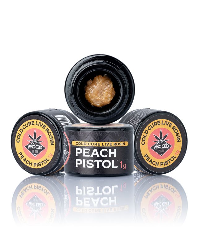 WNC: Peach Pistol Cold Cure Live Rosin THCa Concentrate 1g