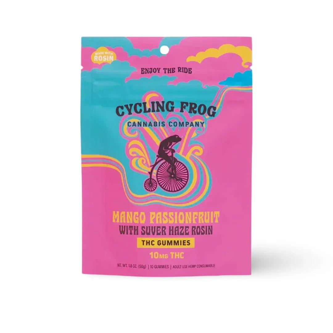 Cycling Frog: Mango Passionfruit Rosin THC:CBD Gummies
