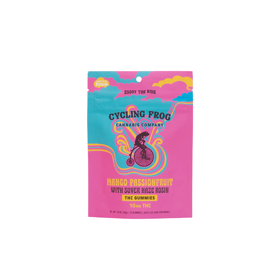 Cycling Frog: Mango Passionfruit Rosin THC:CBD Gummies, Size: 10ct