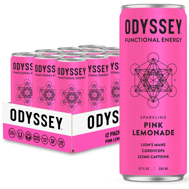 Odyssey: Pink Lemonade 222 Sparkling Mushroom Energy Drink 12pk