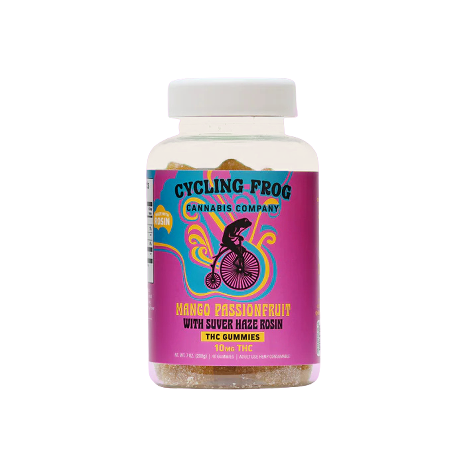 Cycling Frog: Mango Passionfruit Rosin THC:CBD Gummies