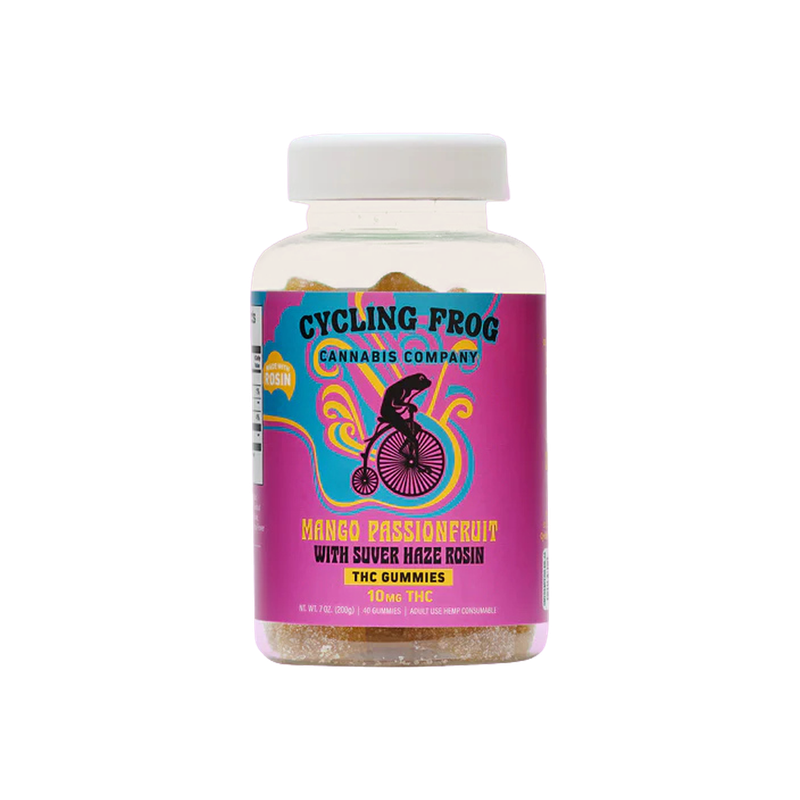 Cycling Frog: Mango Passionfruit Rosin THC:CBD Gummies