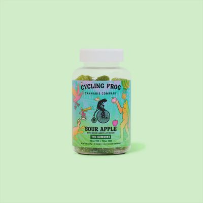 Cycling Frog: Live Resin Gummies - Sour Apple Sativa - 10mg THC + 10mg CBD