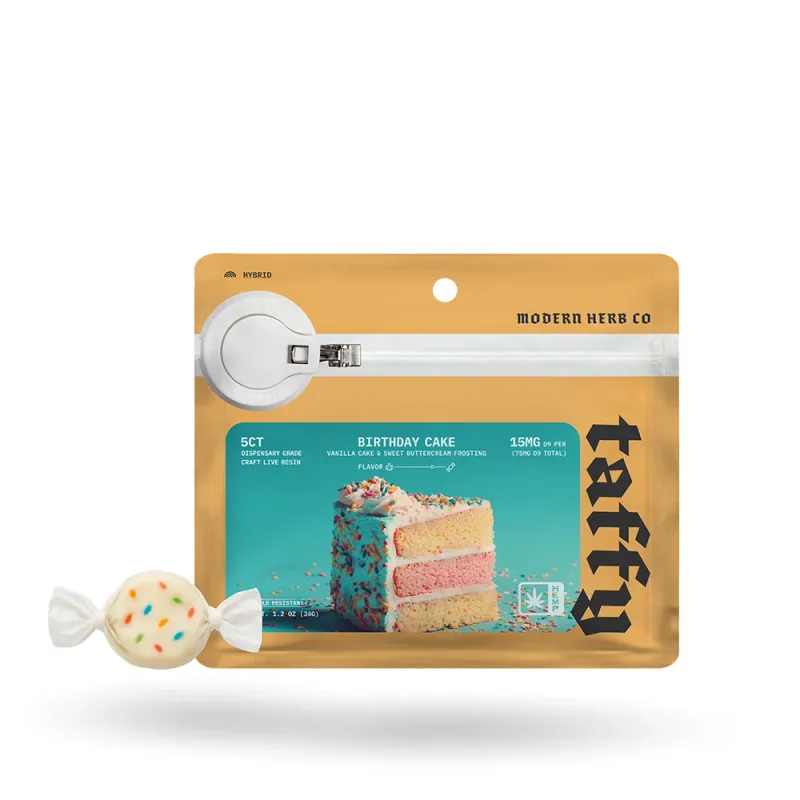 Modern Herb Co: Birthday Cake Hybrid 15mg Live Resin THC Taffy