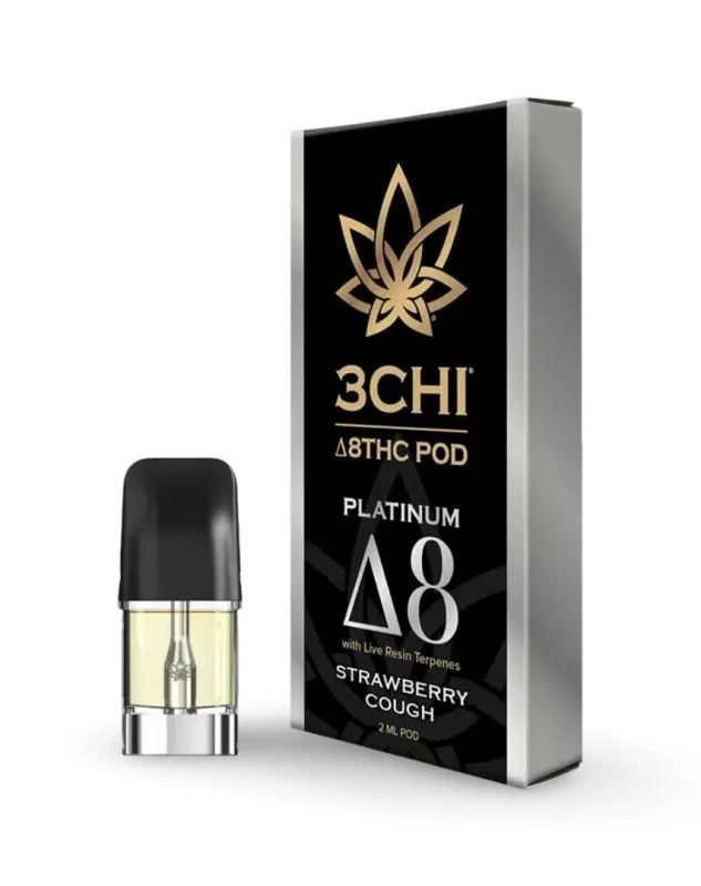 3Chi: Platinum Delta 8 THC Vape Pods - Stawberry Cough