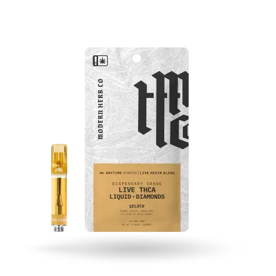Modern Herb Co: Anytime Gelato Hybrid THCa Liquid Diamonds Vape Cartridge 1g Modern Herb Co: Anytime Gelato Hybrid THCa Liquid Diamonds Vape Cartridge 1g