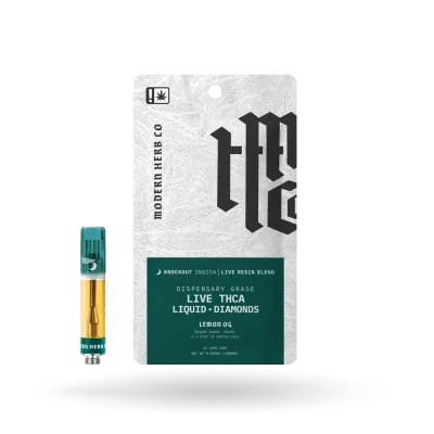 Modern Herb Co: Knockout Lemon OG THCa Liquid Diamonds Vape Cartridge 1g Modern Herb Co: Knockout Lemon OG THCa Liquid Diamonds Vape Cartridge 1g