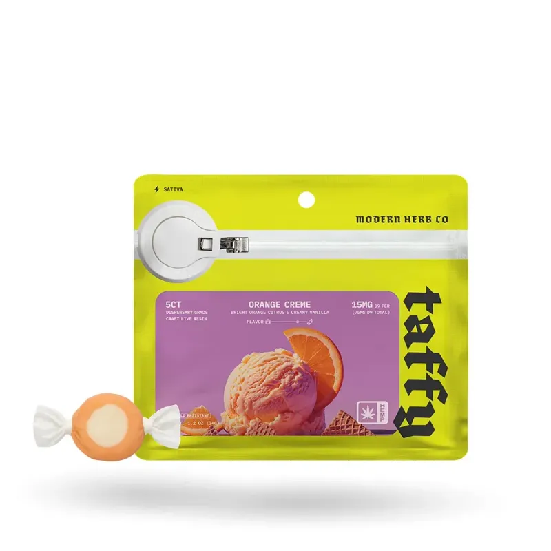 Modern Herb Co: Orange Cream Sativa 15mg Live Resin THC Taffy Modern Herb Co: Orange Cream Sativa 15mg Live Resin THC Taffy