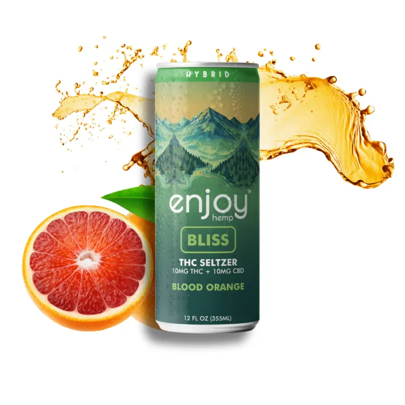 Enjoy: Bliss 10mg THC + 10mg CBD Blood Orange Seltzer - Hybrid - Single Can