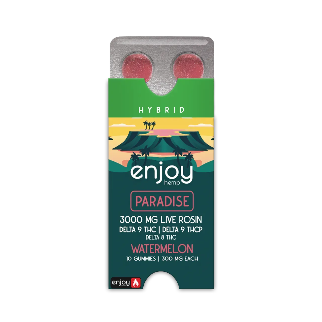 Enjoy: 300mg THC + THCp Live Rosin Paradise Gummies- Watermelon Enjoy: 300mg THC + THCp Live Rosin Paradise Gummies- Watermelon