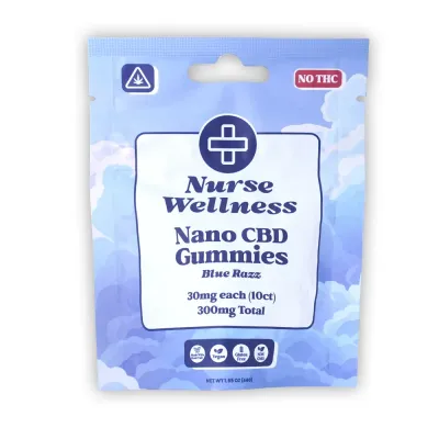 Nurse Wellness: Broad Spectrum Nano CBD 30mg Blue Raspberry 10 count Nurse Wellness: Broad Spectrum Nano CBD 30mg Blue Raspberry 10 count