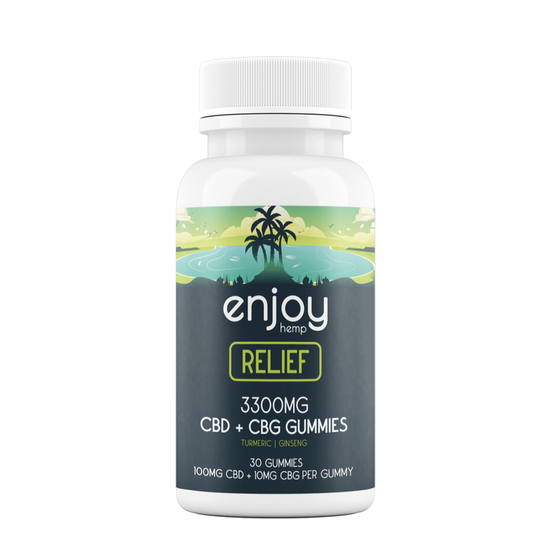 Enjoy: Full Spectrum CBD Relief Gummies + CBG + Turmeric + Ginseng