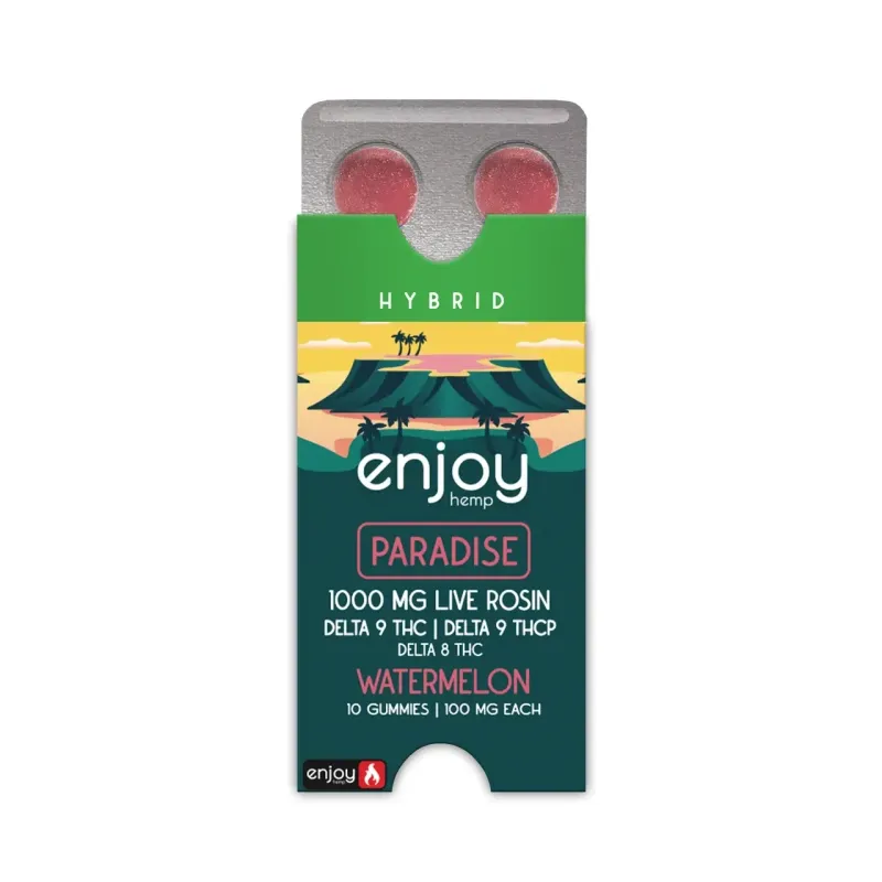 Enjoy: 100mg THC+THCp Live Rosin Paradise Hybrid Gummies