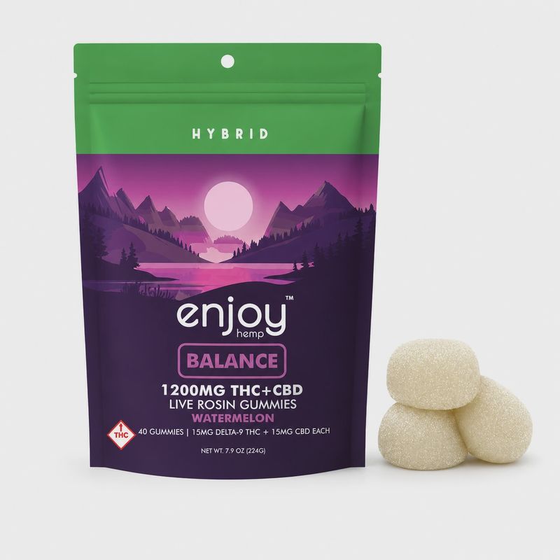 Enjoy: 15mg Live Rosin Delta 9 THC + CBD Gummies Balance 40ct