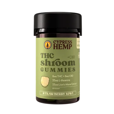 Cypress Hemp: Strawberry Kiwi Lions Mane Mushrooms + 8mg THC + 8mg CBD Gummies | Hybrid