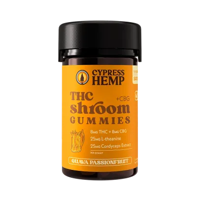 Cypress Hemp: Guava Passionfruit Cordyceps Mushroom + 8mg THC + 8mg CBG Gummies | Sativa
